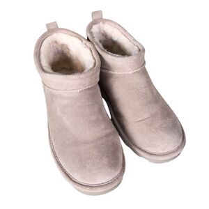 Bear Paw Hailey Seal Leather/Sheepskin Loafers Tan Shorty  Boots Shoes 10 .